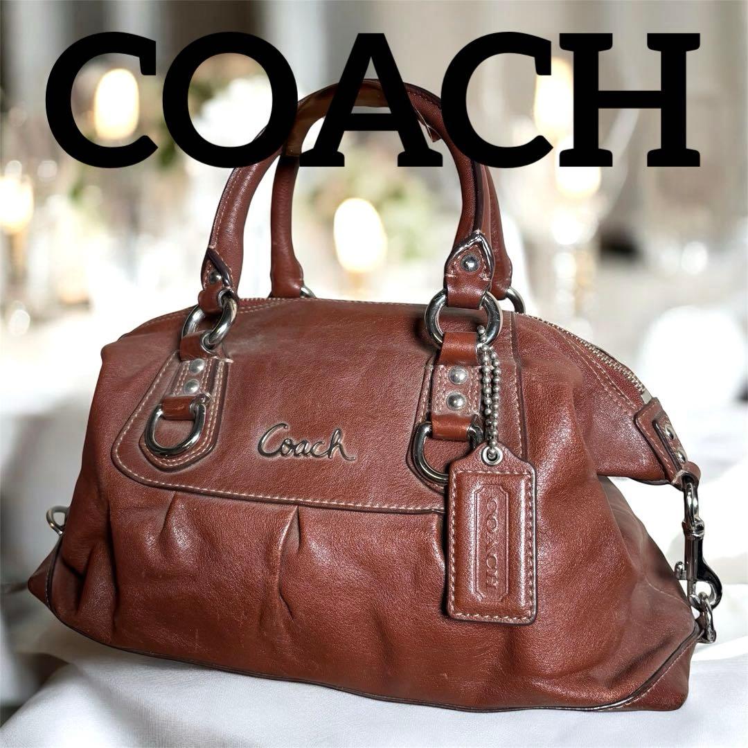 COACHコーチ✨レザー ハンドバッグ ブラウン茶 サイドフック形状変化　y2k 中古・古着通販】COACH (コーチ) レザーハンドバッグ OLD COACH
