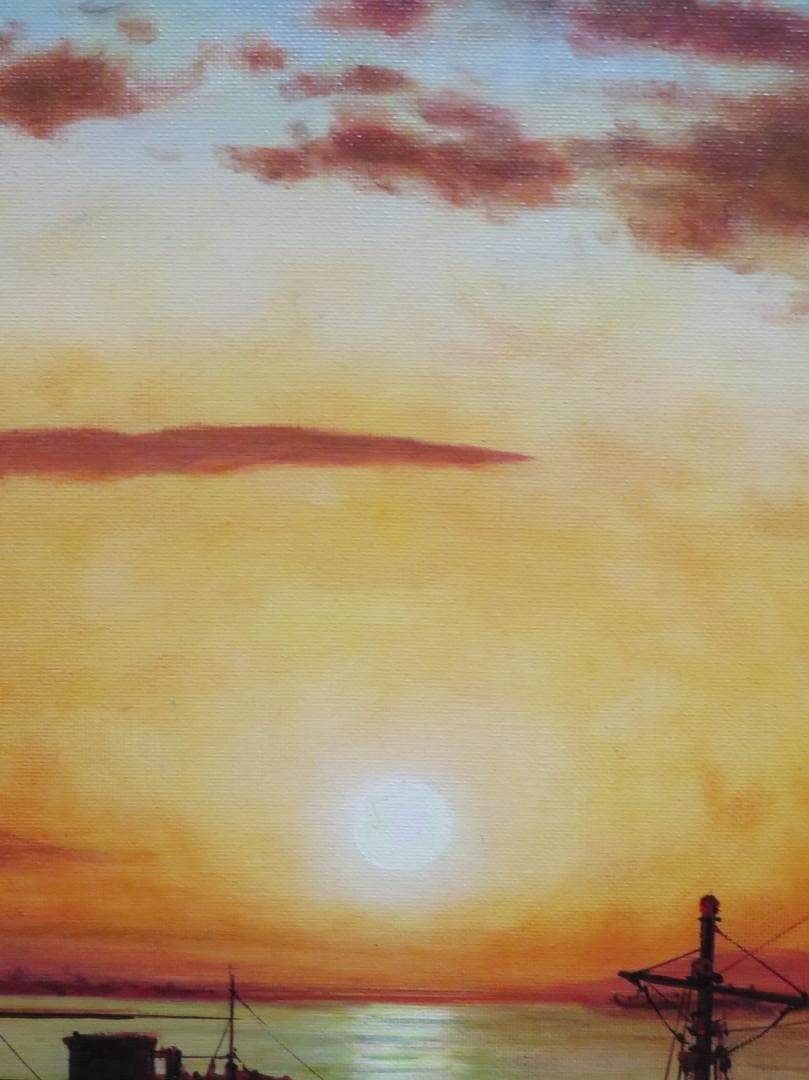 ◇ 荻島秀峰 「釧路港」 油彩 F8号 愛知県出身 伊豆美術協会会員