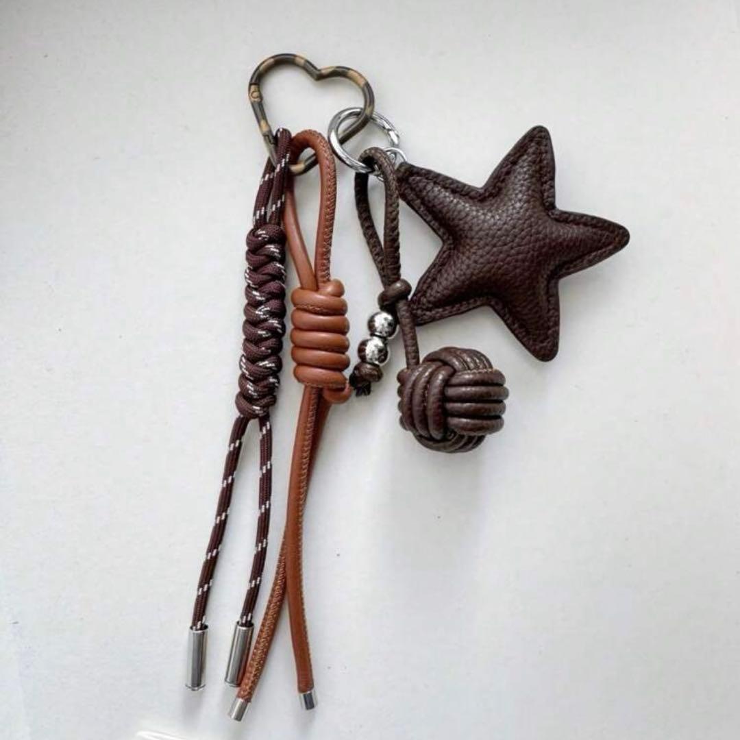 じゃらじゃらキーホルダー ブラウン バッグチャーム キーチャーム