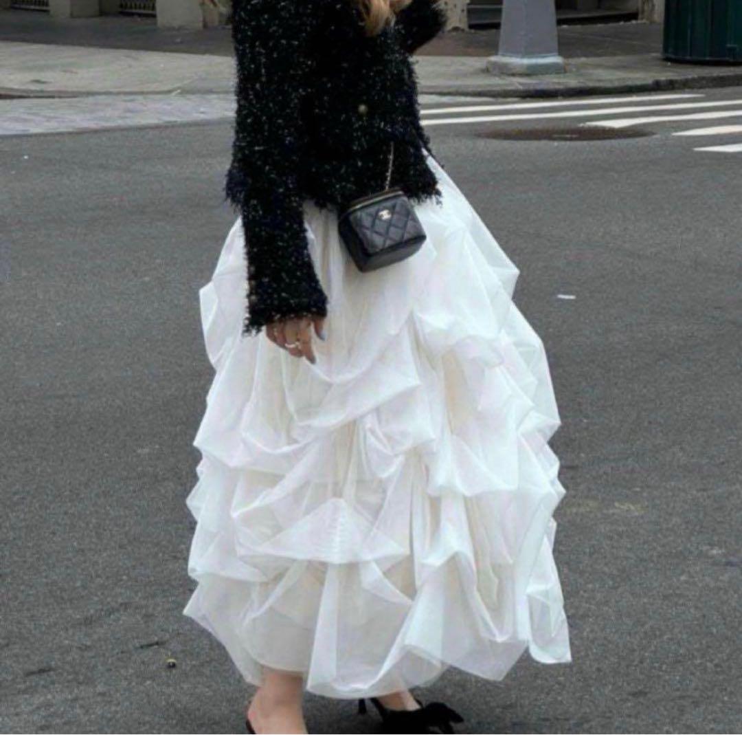thetoe Iris tulle skirt white White Sサイズ 予約販売item IRIS TULLE SKIRT color: white/black/gray size: s/m 大
