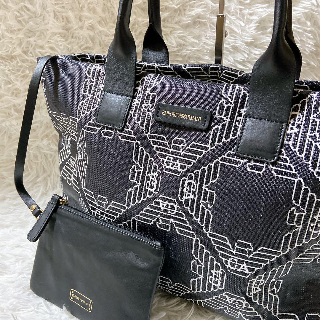 うさぎ ⭐️エンポリオアルマーニ　トートバッグ　A4サイズ 総柄　ロゴ