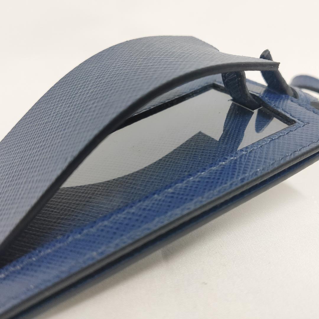 ○☆新品 未使用 プラダ サフィアーノレザー ラゲッジタグ ネイビー