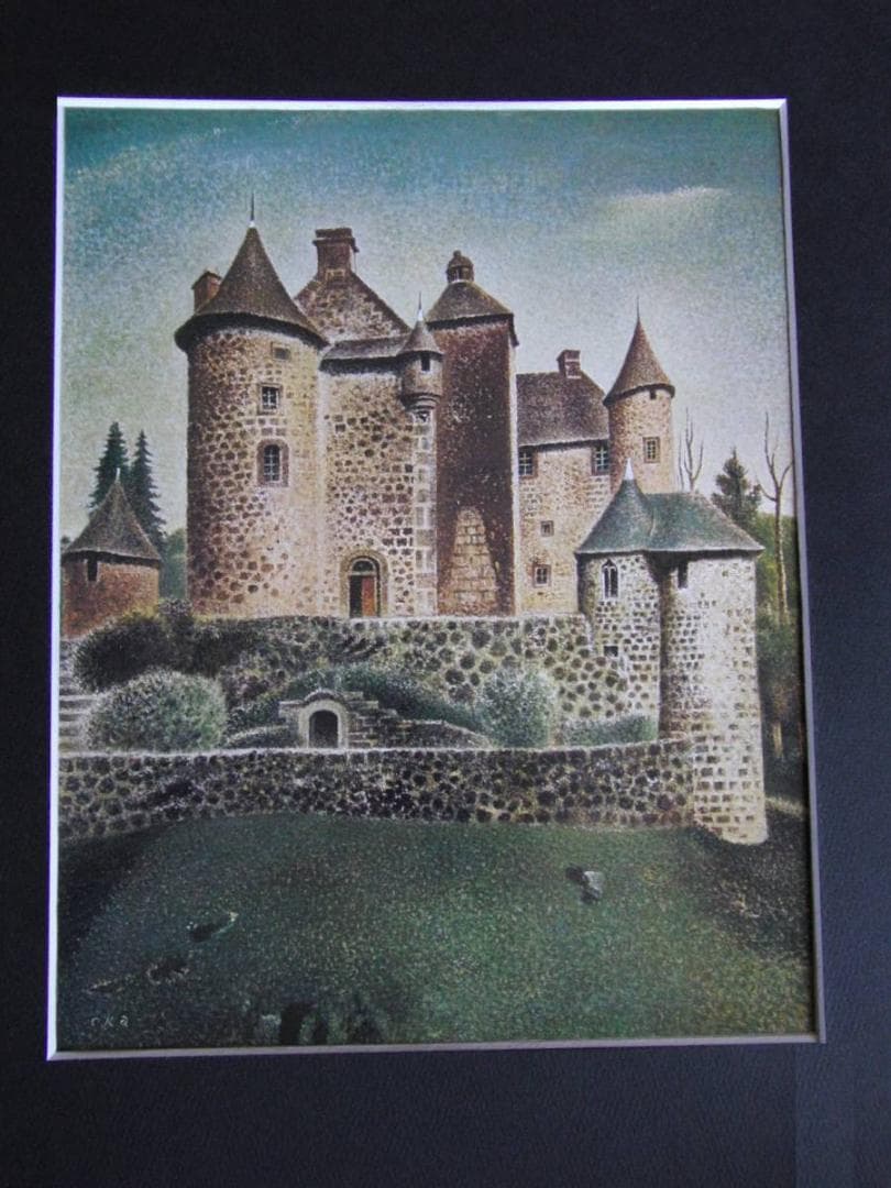 岡鹿之助、【城】、希少な大判額装用画集より、美品、日本人画家、新品額装付