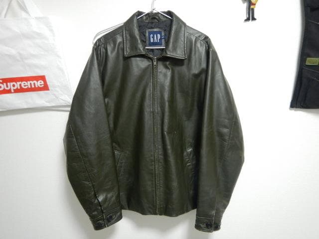 GAP レザー ジャケット M 革 オリーブ カーコート OLD 野村訓市 90-00's OLD GAP Leather Car Coat M / オールドギャップ レザー