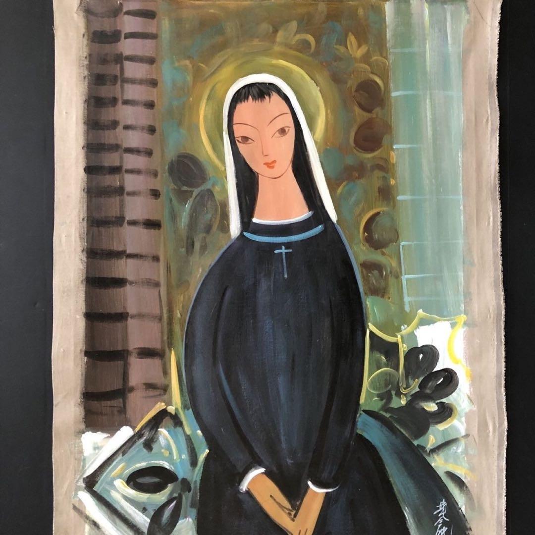 人物画 油画 手描き インテリア 絵画 約104×72cm