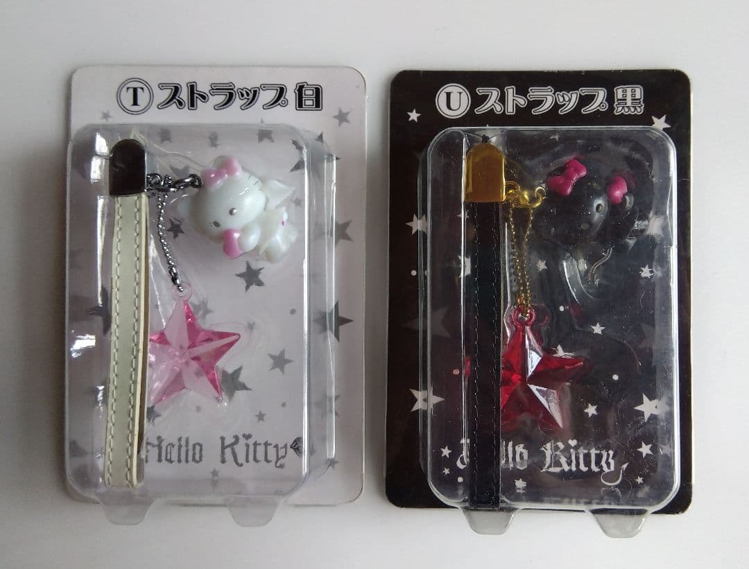 平成レトロ ハローキティ ホワイトエンジェル ブラックデビル ストラップ セット