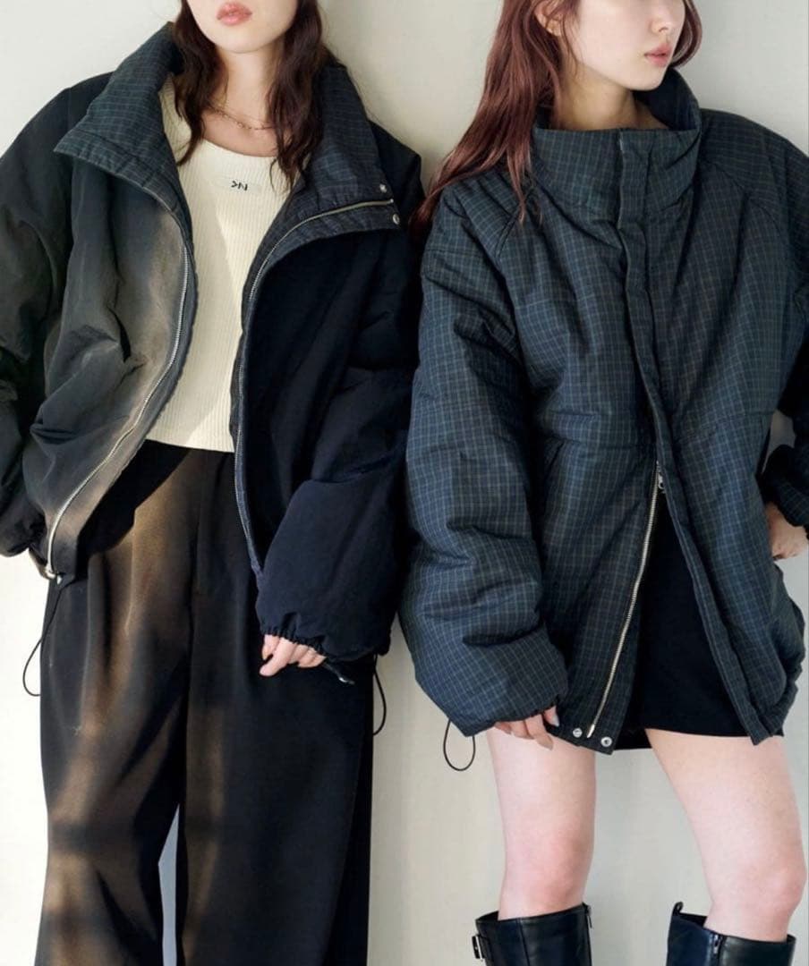 Kastane チェック中綿リバーシブル