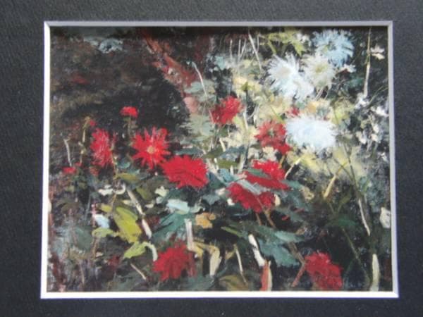 清原　重以知、斜陽のダリヤ、貴重版、額装用画集より、新品高級額、額装付
