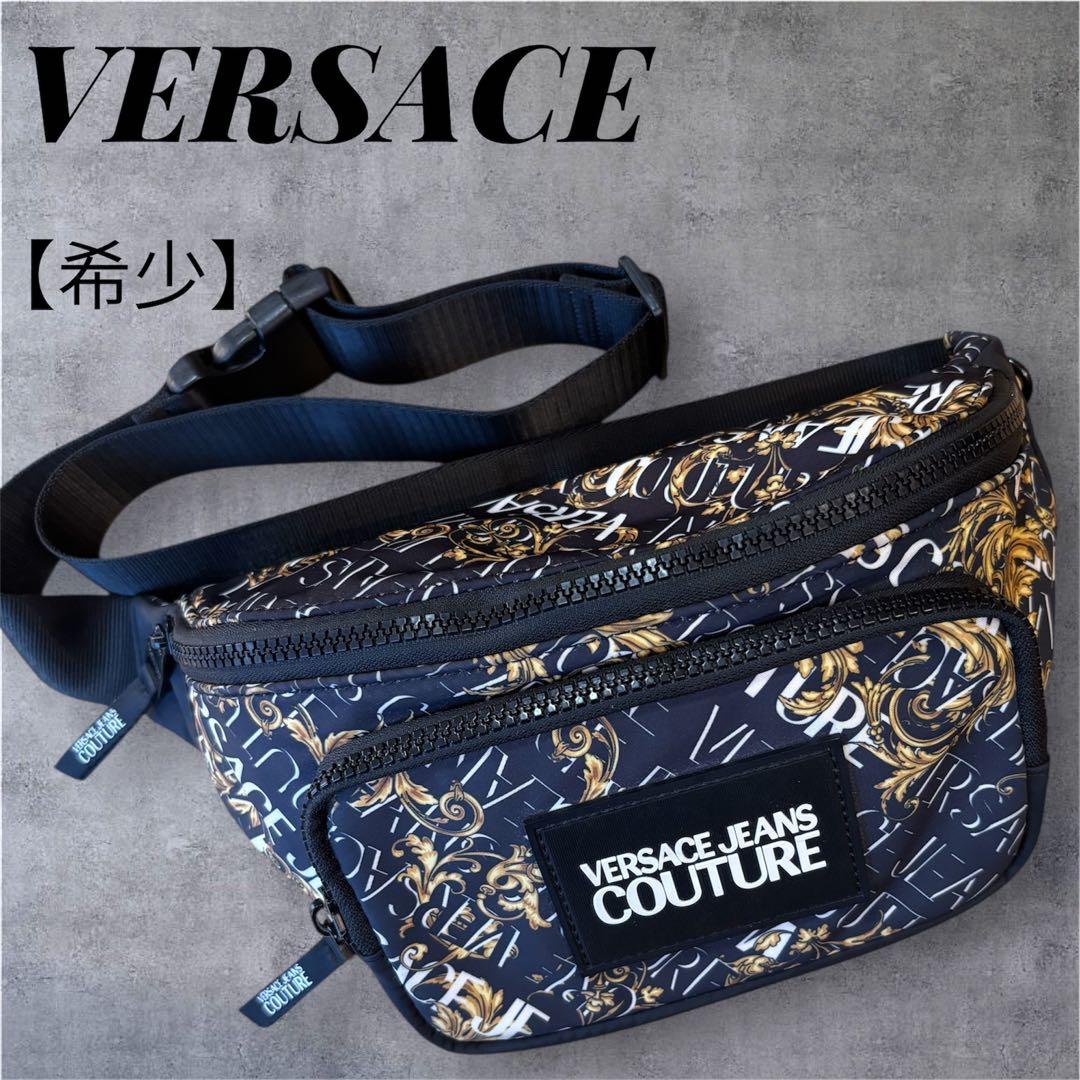 【未使用品】希少 VERSACE ナイロン ボディバッグ ブラック/ゴールド