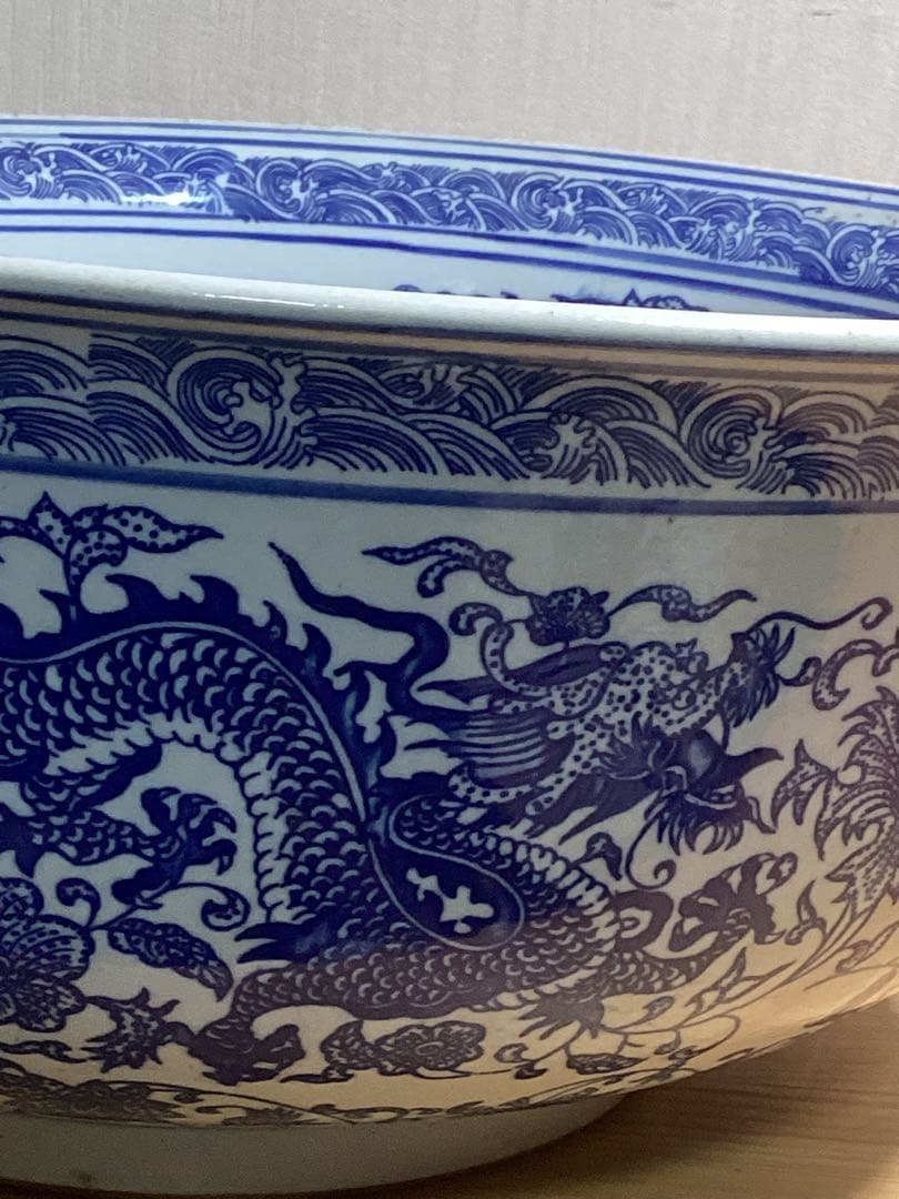 中国古美術 大清乾隆年製大鉢 染付特大鉢 時代物骨董コレクション