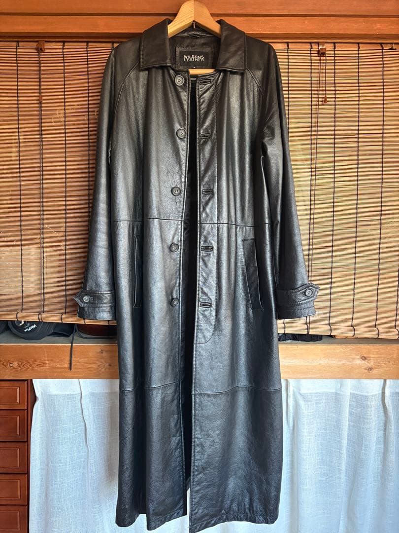 【WILSONS LEATHER】ブラック レザー ロングコート M