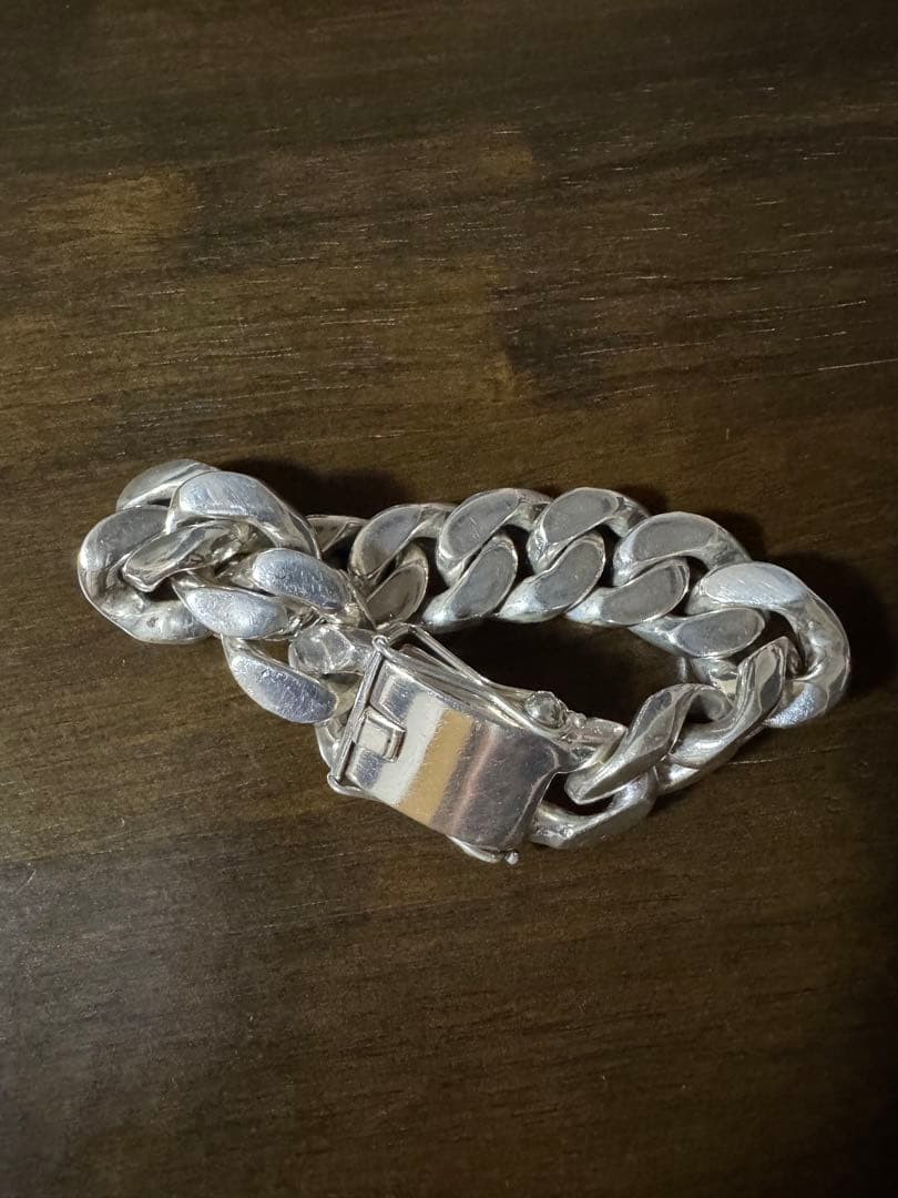 極太シルバーブレスレット重量感925刻印有り