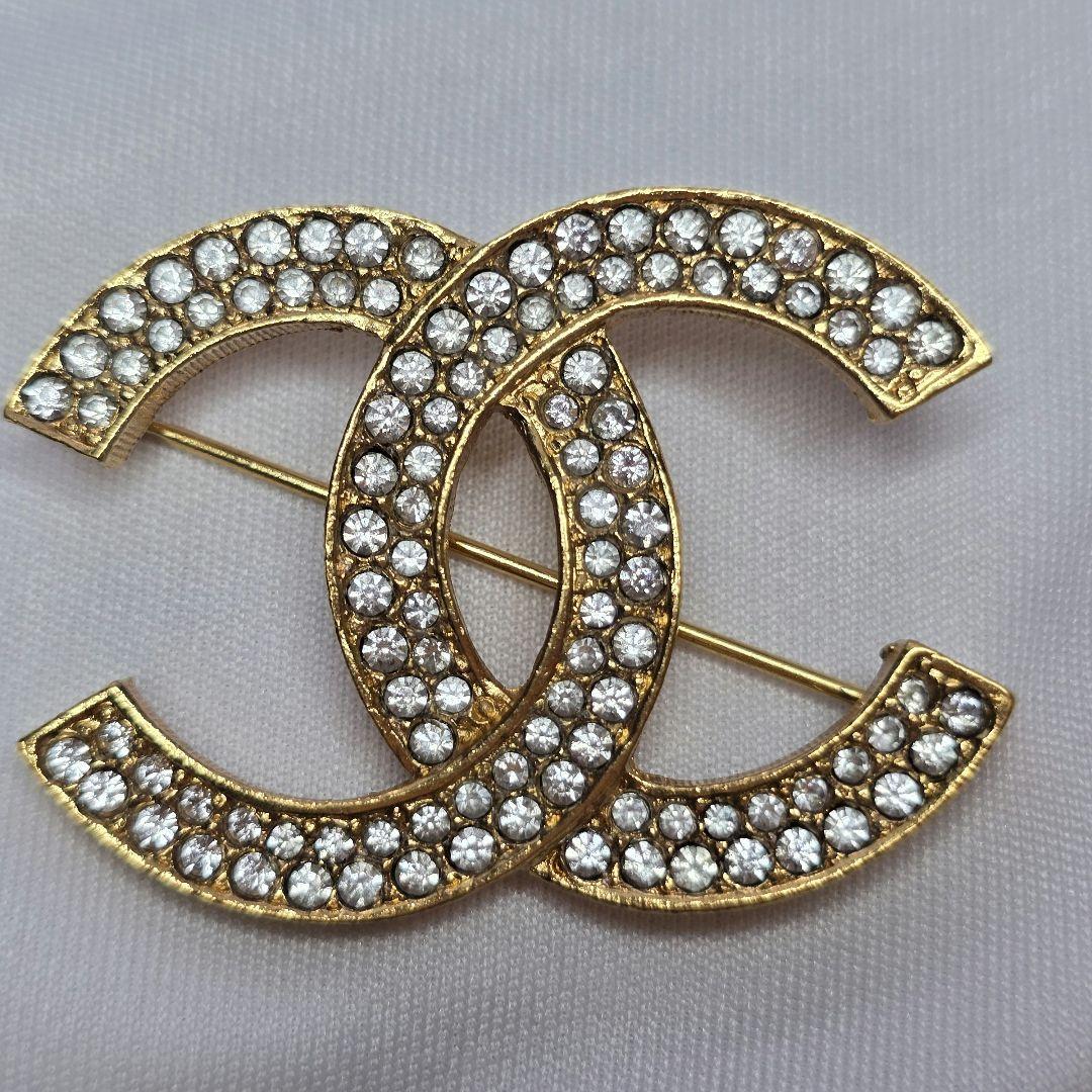 シャネル ブローチ ココマーク ラインストーン ゴールドカラー