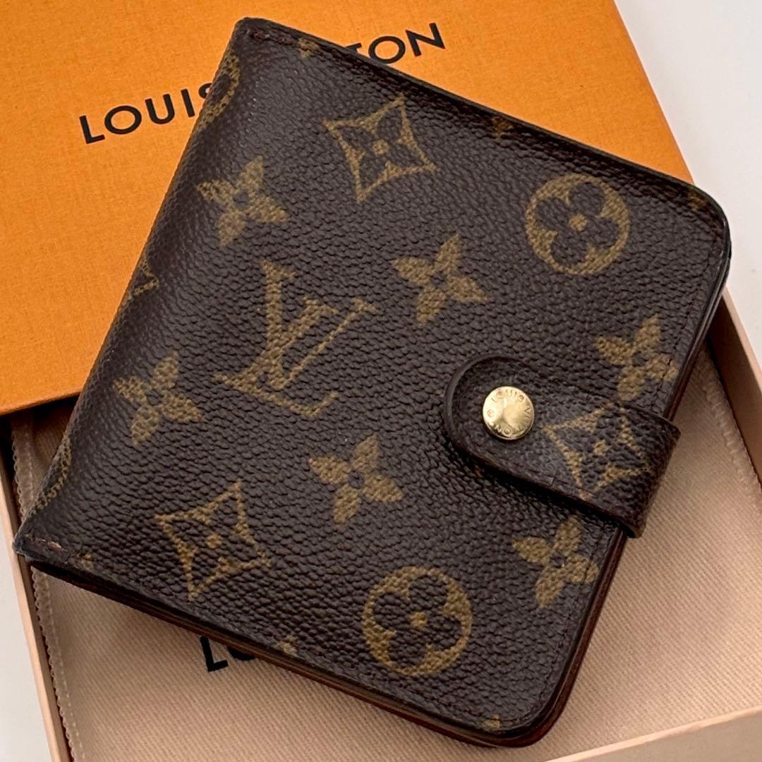 ルイヴィトン モノグラム コンパクトジップ 二つ折り ミニ 財布 正規品