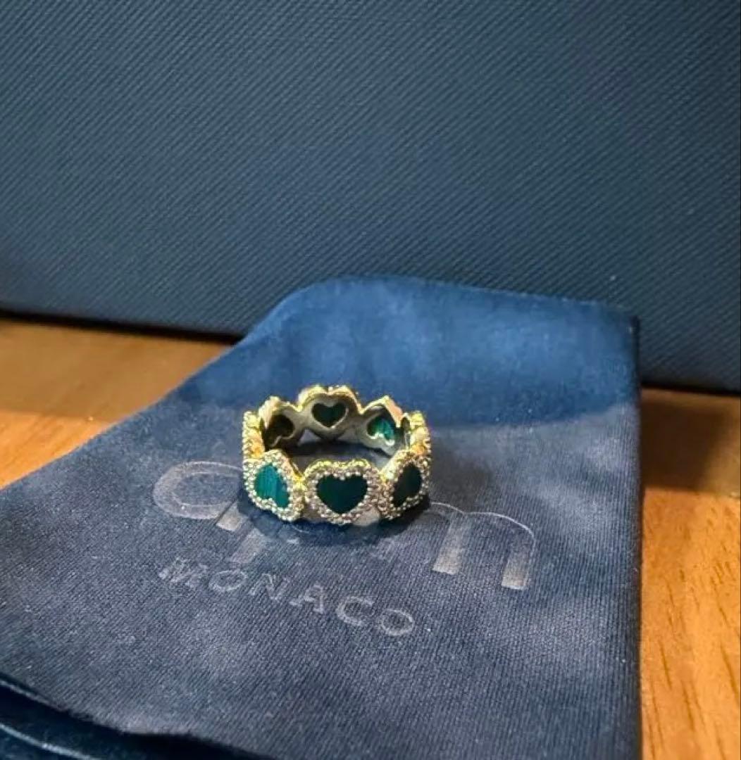 apm MONACO ハート型リング　マラカイト　10号