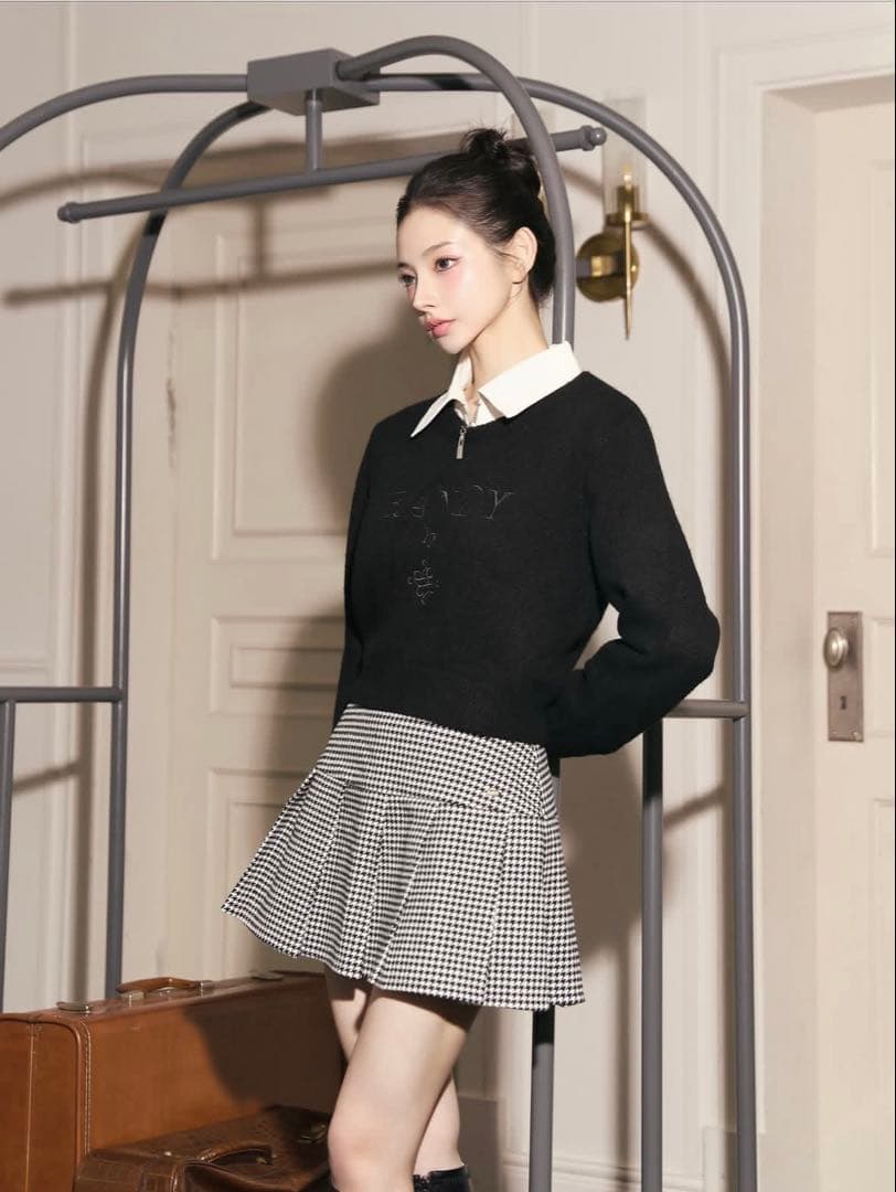 Randy バックレースアップニットトップス　ブラック