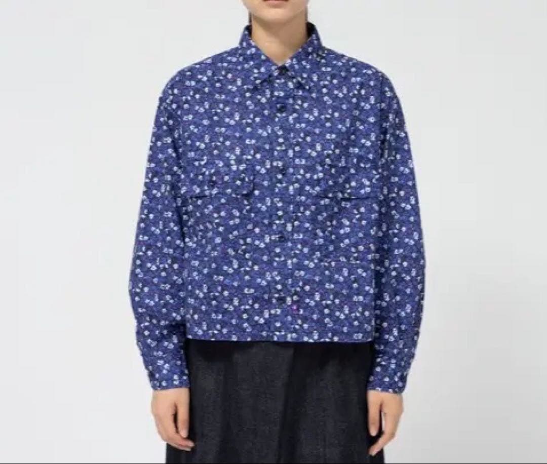 新品タグ付き ノースフェイスパープルレーベル フラワープリントクロップドシャツ