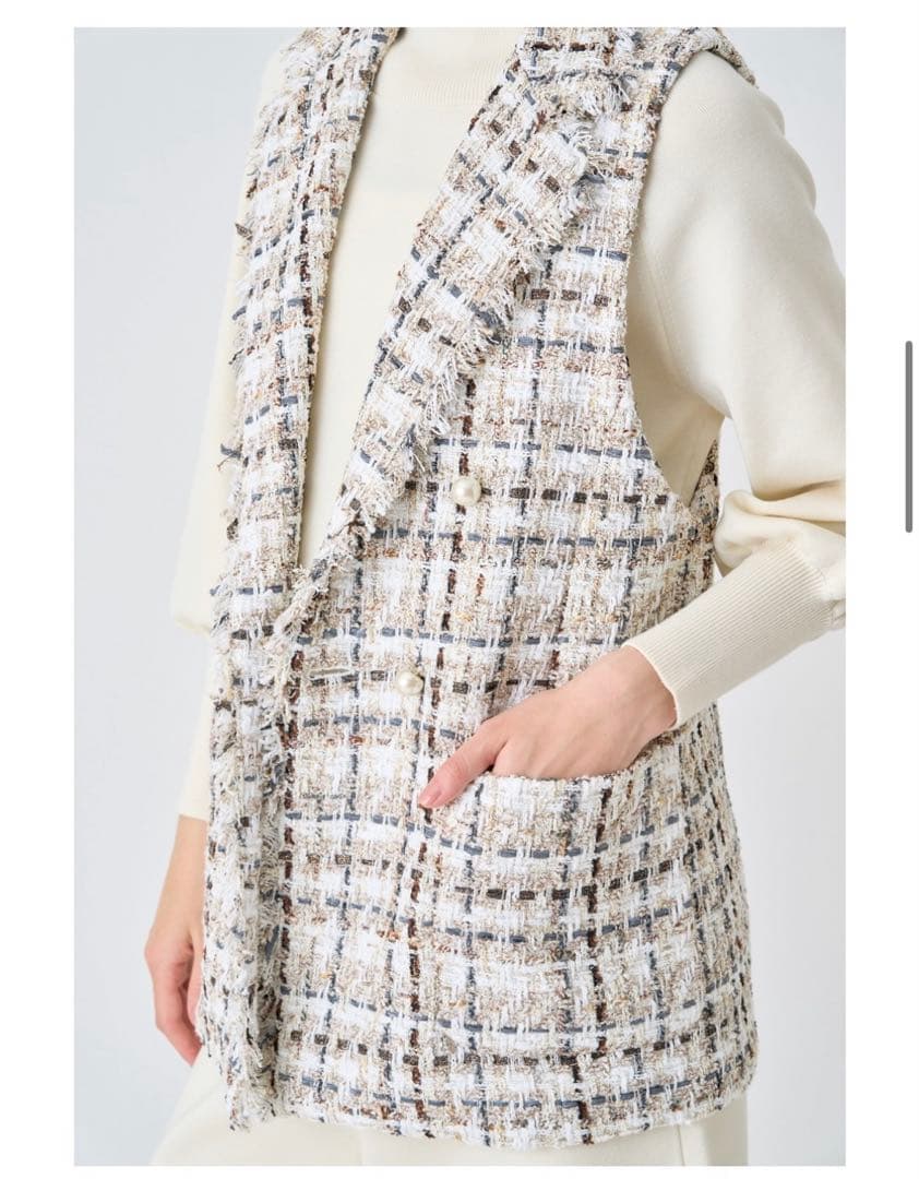 アナイ　ラメスラブツイードジレ　ツィードジレ　ベスト