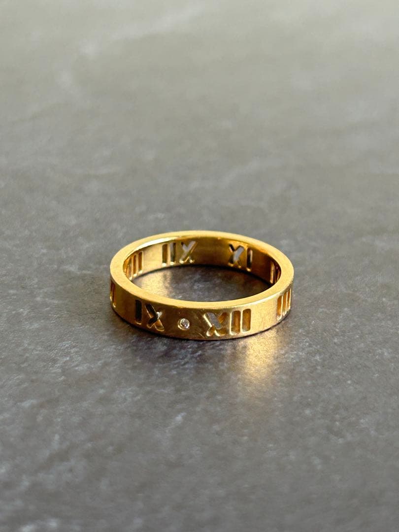 ティファニー　K18 ゴールドリング ローマ数字　12号