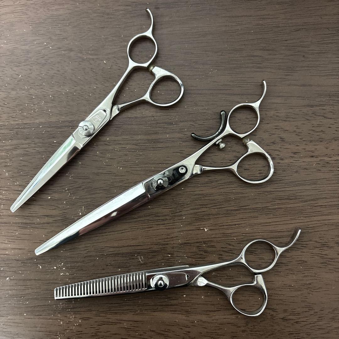 散髪用シザー 3本セット DEEDS 散髪 はさみ すきばさみ 家庭用 2本セット 5.5 6.0インチ 15% 20