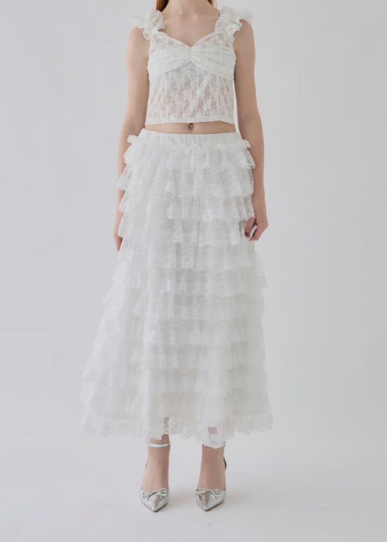 トリートユアセルフ girly lace frill long skirt