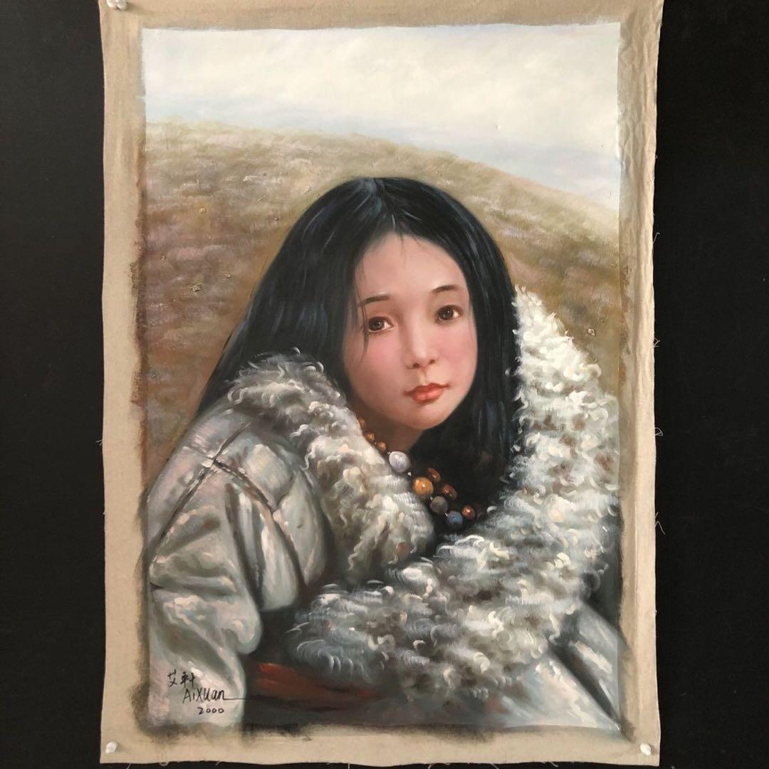 人物画 艾軒 油絵 手描き キャンバス 104×74cm