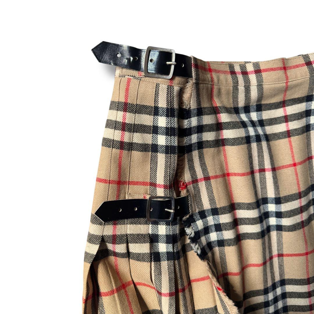 Burberry バーバリー ノバチェック プリーツスカート ロング 牛革