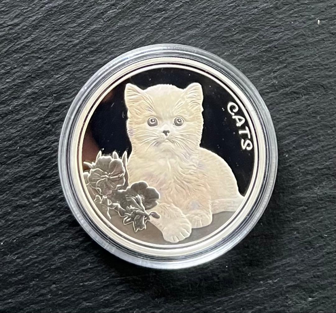 新品•未使用】フィジー 2022年 『愛らしい猫』1オンス銀貨 ケース入り