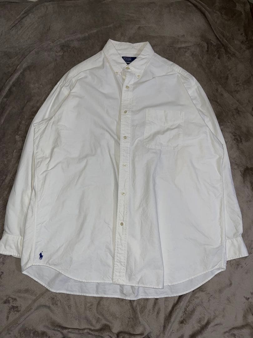 ポロ ラルフローレン ボタンダウンシャツ ビッグシャツ 裾ポニー 白