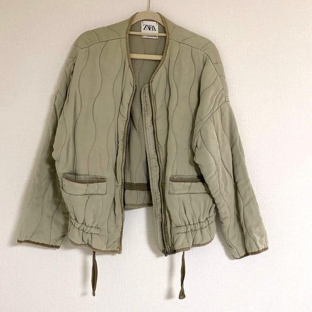 ZARAザラカーキオリーブグリーン キルティングジャケット - メルカリ