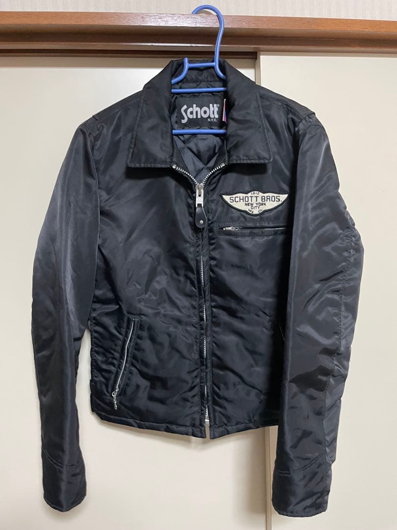 Schott ブラック ナイロンジャケット