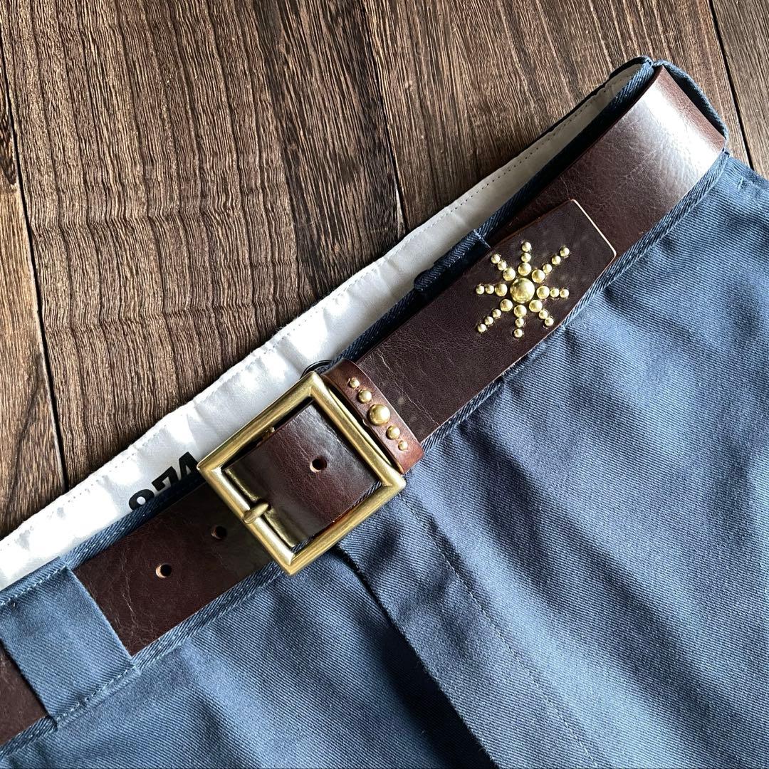 ディッキーズ874専用スタッズベルト　ダークブラウン　真鍮　HTC CALEE