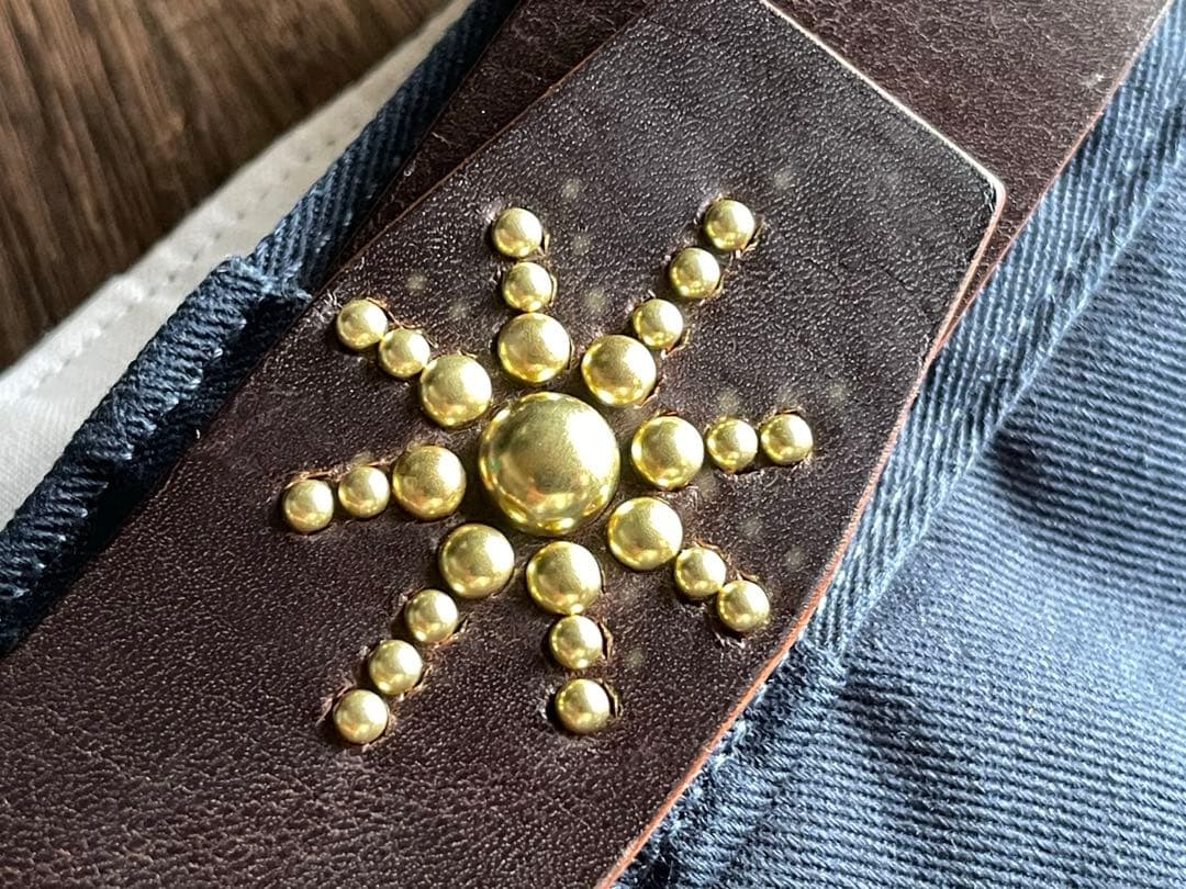 ディッキーズ874専用スタッズベルト ダークブラウン 真鍮 HTC CALEE