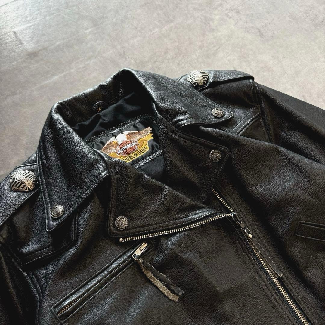 超希少】90s 短丈 ハーレーダビッドソン ライダースレザージャケット M