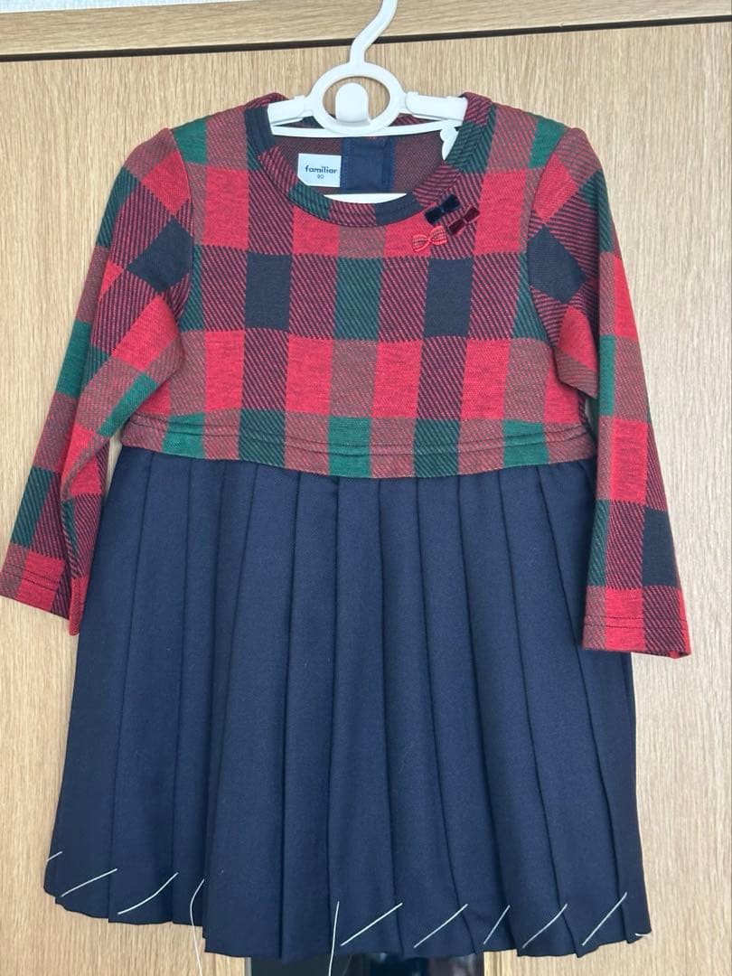 familiar チェック柄ワンピース 90