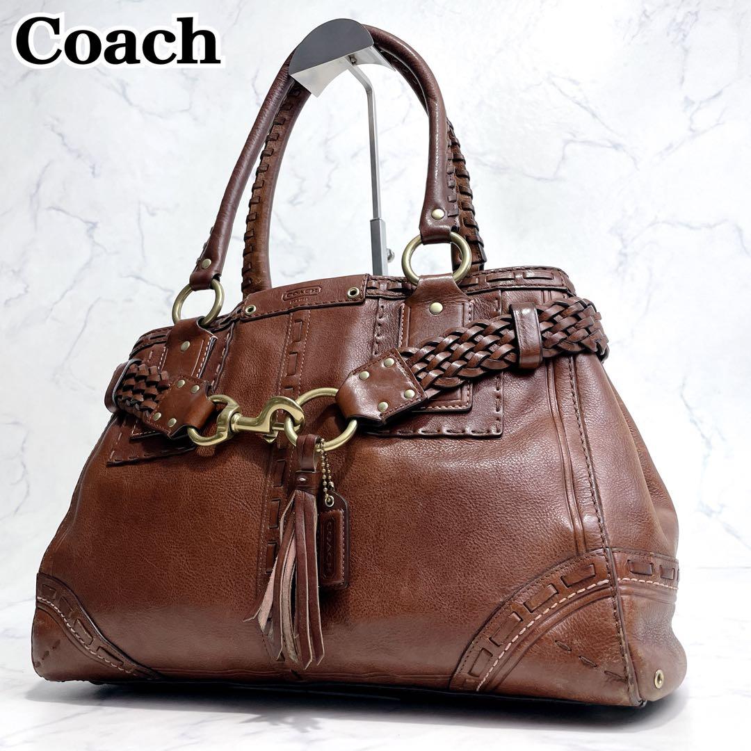 希少✨COACH ハンドバッグ レガシー レザー ブラウン スタッズ Y2K