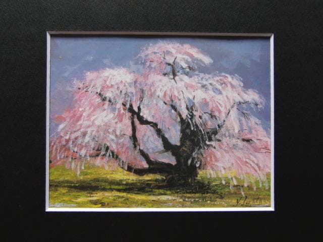 岩田康彦、希少な額装用画集より、美品、新品額装付、インテリア、春、桜