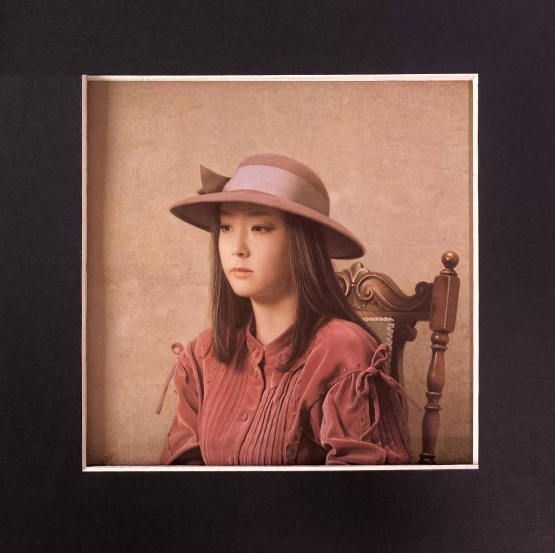 森本草介、【眼差し】、希少な額装用画集画、新品高級額 額装付、状態良好