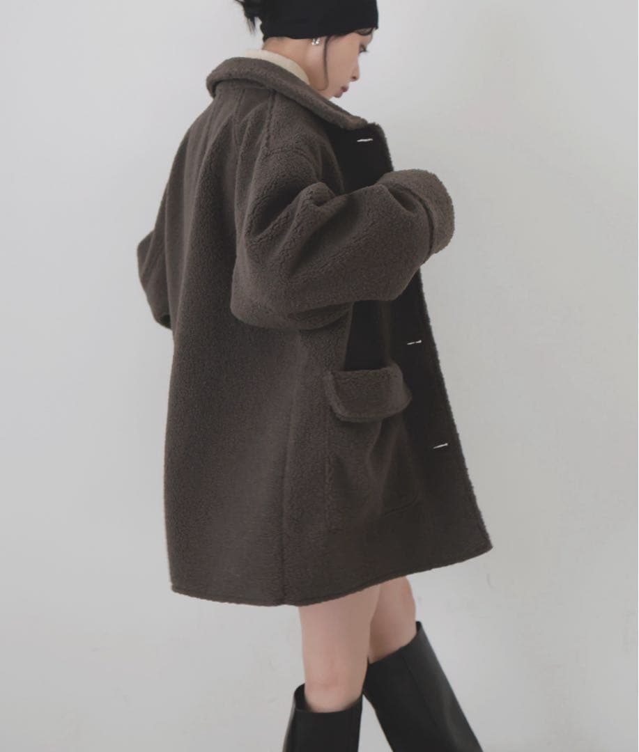 LIAN ボアムートンステンカラーコート チャコールグレー - メルカリ