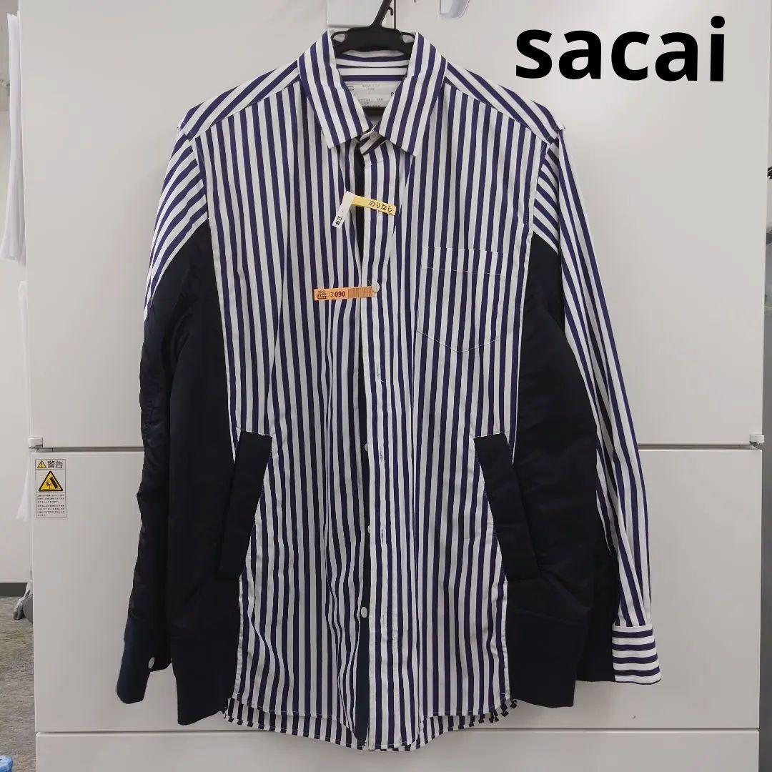 sacai ストライプ パネル コットン ポプリン シャツ2025年(春夏)