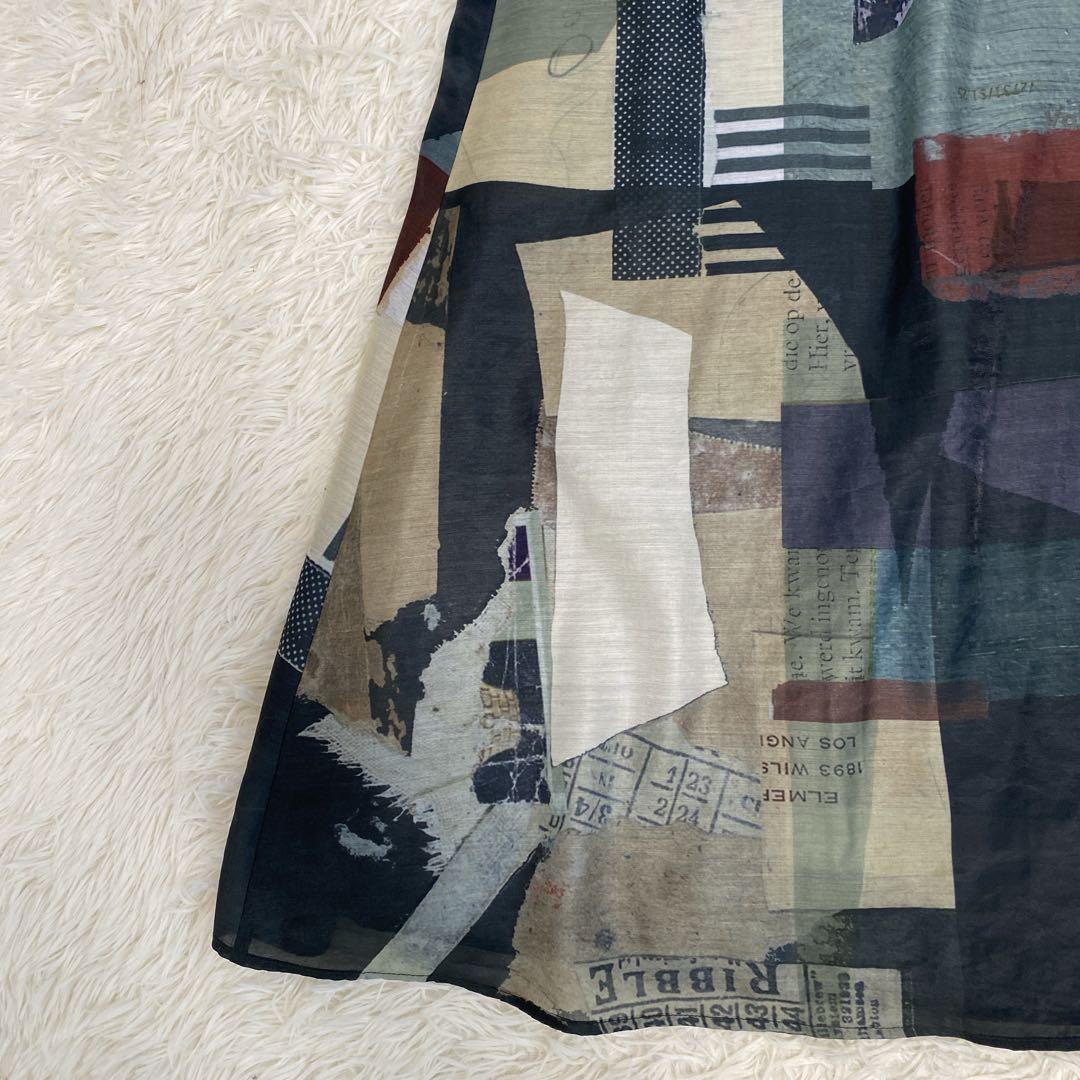 Ameri ART COLLAGE PRINT SHEER SKIRT