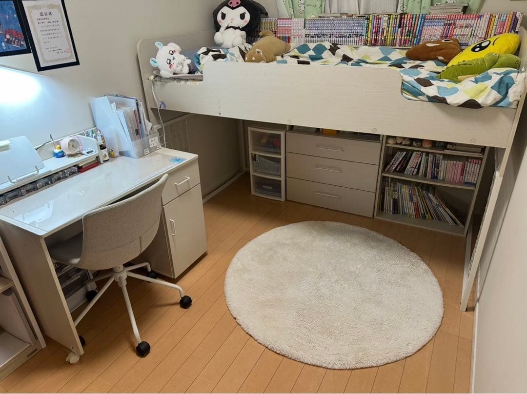 【引き取り限定】ロフトベッド・デスクセット ホワイト