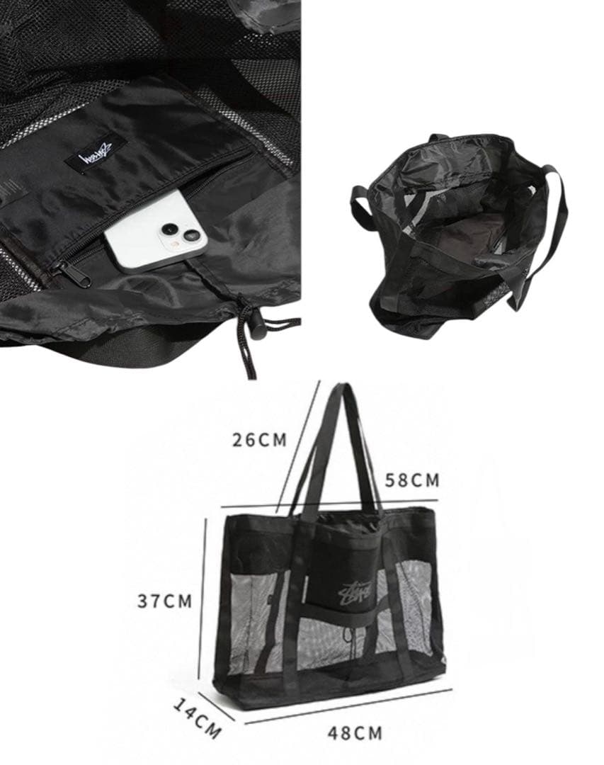 お買い得！】STUSSY メッシュトート 新品 未使用 プールバック 大容量