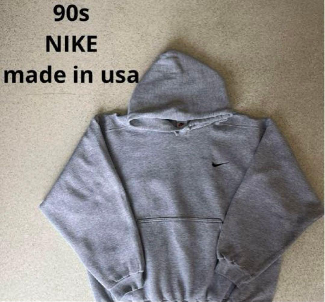 ✨希少美品✨90s ナイキ　パーカー　usa製 銀タグ　グレー　オールドナイキ
