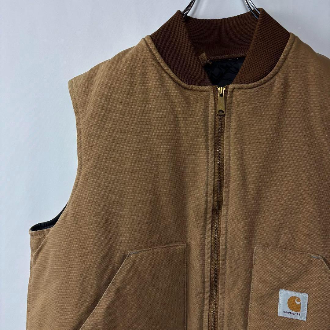 USA製　カーハート　ダックベスト　ブラウン　2XL　キルティングライナー　古着