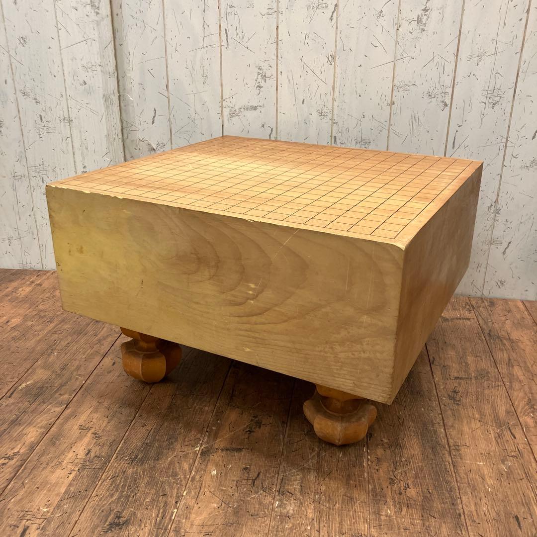 ②昭和レトロ 木製 囲碁版 囲碁盤 板 脚付 へそあり ボードゲーム 伝統ゲーム