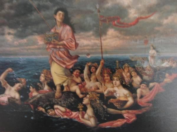 山本芳翠、【浦島図】、希少画集画、新品高級額・額装付、状態良好