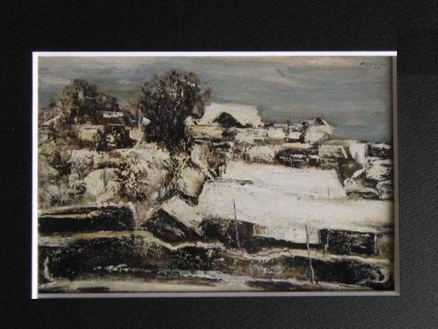 向井潤吉、【湯島台雪景（東京都文京区湯島）】、希少な額装用画集画