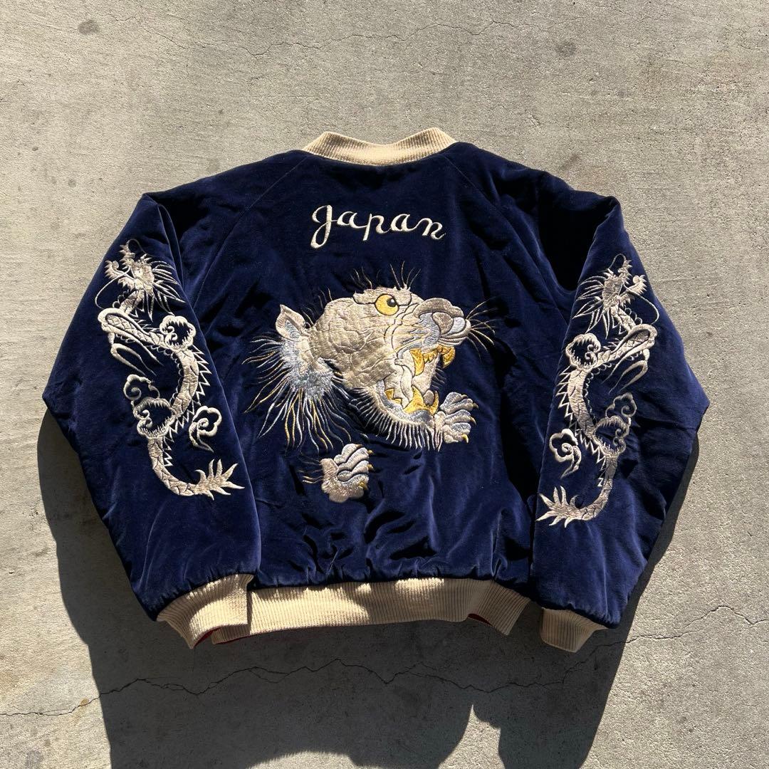 美品 テーラー東洋 別珍 スカジャン 白虎 日本地図 Lサイズ M18427