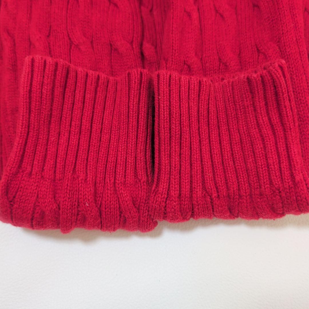 ポロラルフローレン クルーネック ケーブルニット ポニー刺繍 赤L